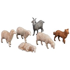 Juego de 4 ovejas, cabra y perro serie 13 cm Landi Moranduzzo Mundo