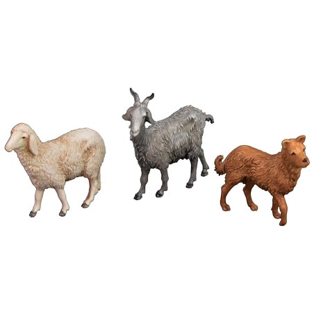 Set 4 sheep goat and dog series 13 cm Landi Moranduzzo