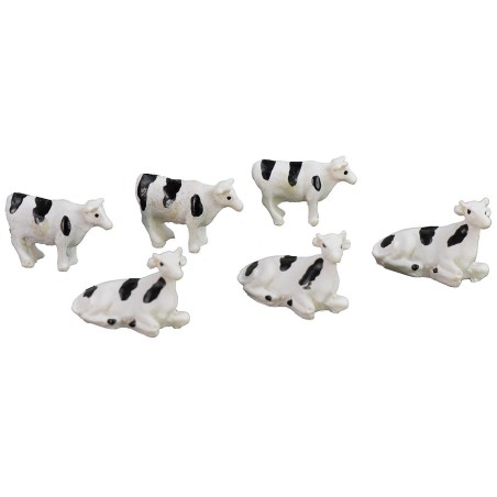 Set of 3 spotted cows with 3 calves, size 2.3x1.5 cm cow, height