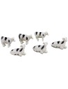Set of 3 spotted cows with 3 calves 2.3x1.5 cm
