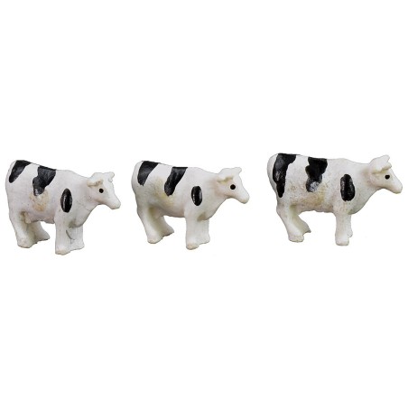 Conjunto de 3 vacas moteadas con 3 terneros de 2,3x1,5 cm, altura de la vaca
