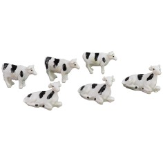 Conjunto de 3 vacas manchadas con 3 terneritos cm 2,3x1,5 2