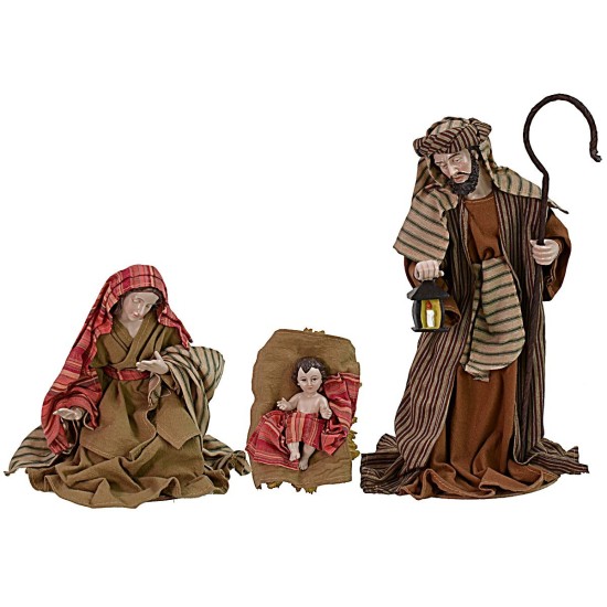 Natividad 3 figuras de resina h 30 cm resina, tejido, jesús.