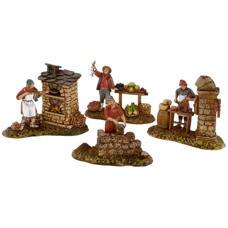 Set 4 scene mestieri 10 cm Landi Moranduzzo Mondo Presepi