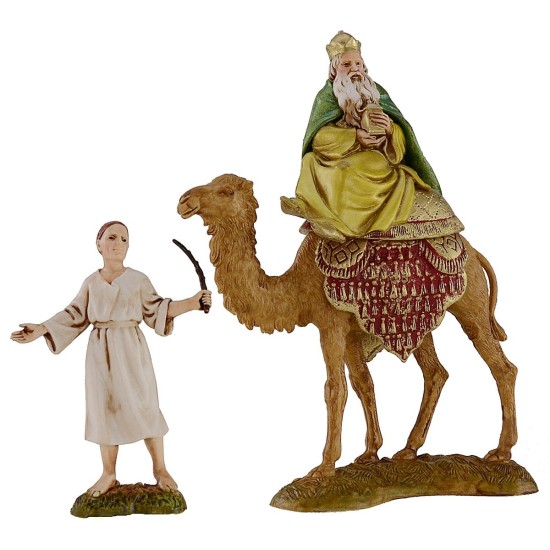 Tres Reyes Magos a camello con camelleros serie 10 cm Landi