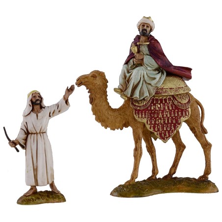 Tres Reyes Magos a camello con camelleros serie 10 cm Landi