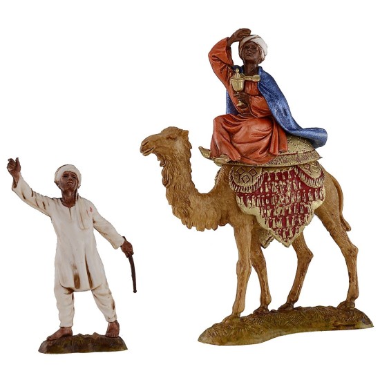 Tres Reyes Magos a camello con camelleros serie 10 cm Landi