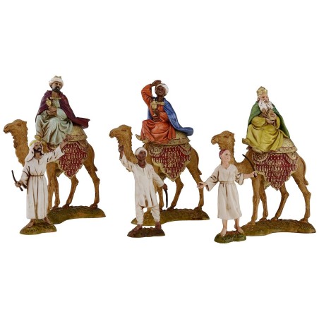 Tres Reyes Magos en camello con camelleros serie 10 cm Landi