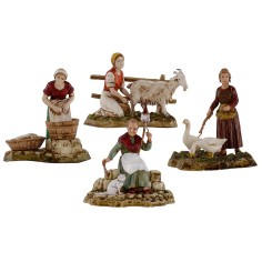Set of 4 scenes with women at work 10 cm series Landi Moranduzzo