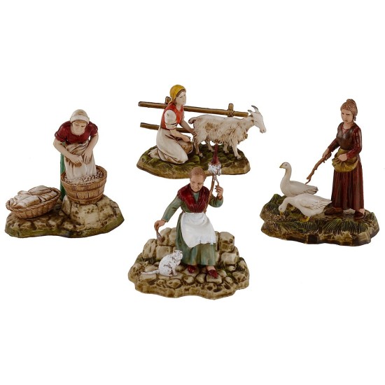 Conjunto de 4 escenas con mujeres trabajando serie 10 cm Landi Moranduzzo