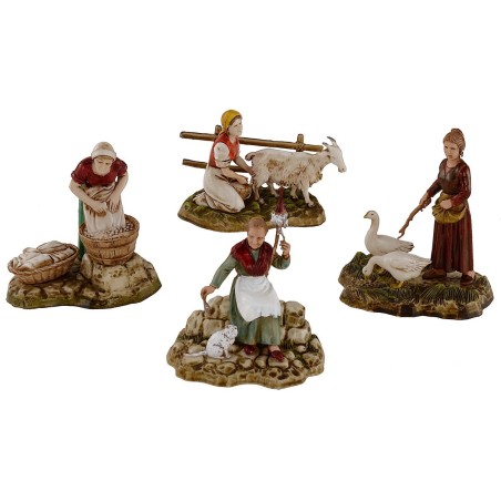 Set of 4 scenes with women at work 10 cm series Landi Moranduzzo