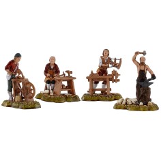 Set 4 scene mestieri serie 10 cm Landi Moranduzzo Mondo Presepi