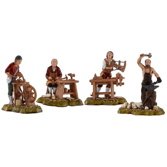 Set of 4 trade scenes series 10 cm Landi Moranduzzo