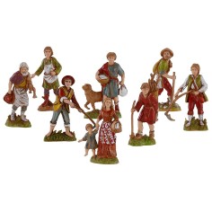 Conjunto de 8 estatuas para belén de 10 cm Landi Moranduzzo Mondo Presepi