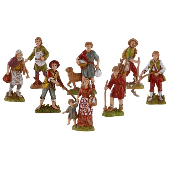 Set of 8 statues for nativity scene 10 cm Landi Moranduzzo