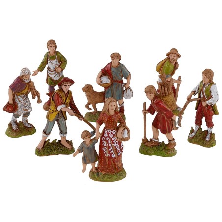 Conjunto de 8 estatuas para belén de 10 cm Landi Moranduzzo Mondo Presepi