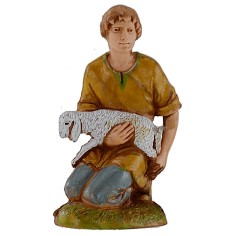 Ragazzo in ginocchio con agnello serie 10 cm Landi Moranduzzo