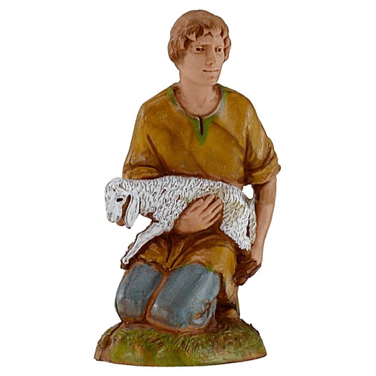 Chico de rodillas con cordero serie 10 cm Landi Moranduzzo