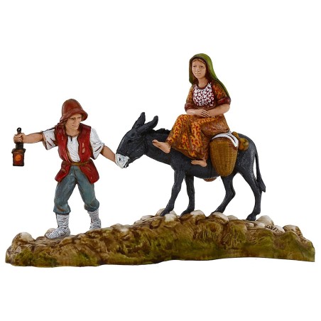 Uomo e donna con asino 10 cm Landi Moranduzzo Mondo Presepi