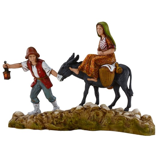 Hombre y mujer con burro 10 cm Landi Moranduzzo Mundo Pesebres