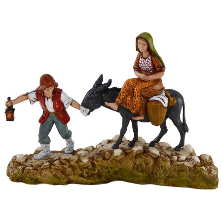 Uomo e donna con asino 10 cm Landi Moranduzzo Mondo Presepi
