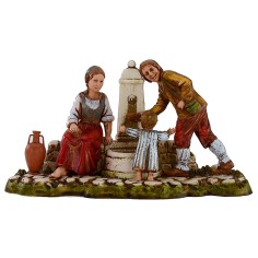 Famiglia alla fontana 10 cm Landi Moranduzzo