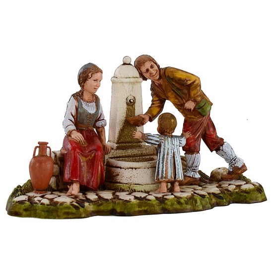 Famiglia alla fontana 10 cm Landi Moranduzzo