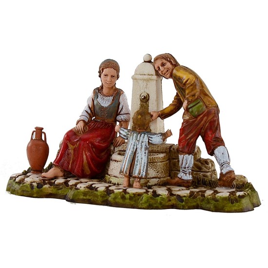 Famiglia alla fontana 10 cm Landi Moranduzzo