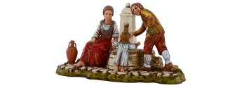 Famiglia alla fontana 10 cm Landi Moranduzzo
