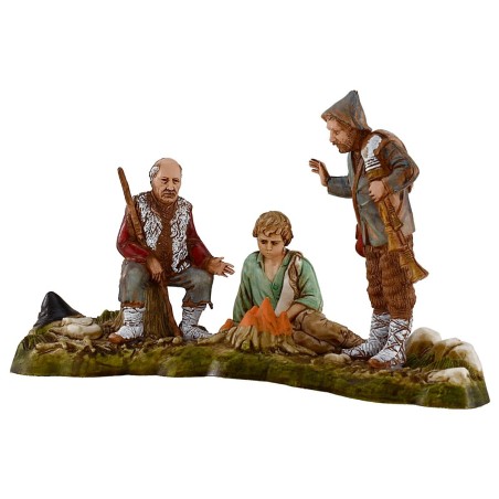 Pastori intorno al fuoco 10 cm Landi Moranduzzo Mondo Presepi