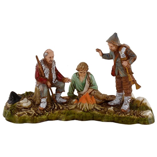 Pastori intorno al fuoco 10 cm Landi Moranduzzo Mondo Presepi
