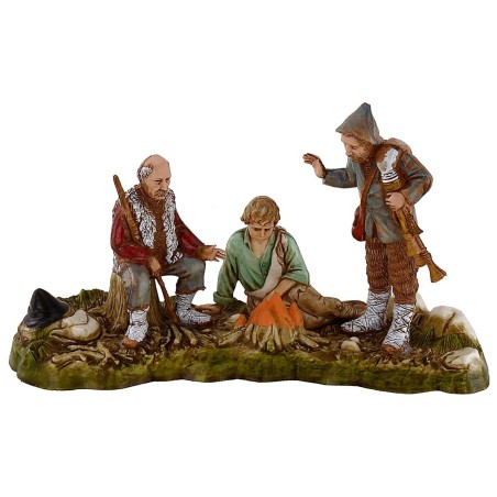 Pastori intorno al fuoco 10 cm Landi Moranduzzo Mondo Presepi