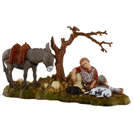 Hombre descansando con burro 10 cm Landi Moranduzzo Mundo