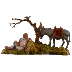Hombre descansando con burro 10 cm Landi Moranduzzo Mundo 2