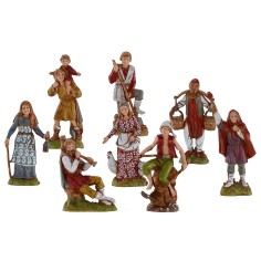 Conjunto de 8 figuras para Belén 10 cm Landi Moranduzzo Mondo Presepi 2