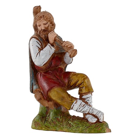 Suonatore di flauto seduto serie 10 cm Landi Moranduzzo