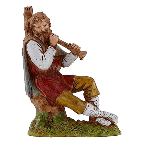 Suonatore di flauto seduto serie 10 cm Landi Moranduzzo