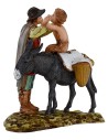 Hombre de pie y niño sobre burro 10 cm Landi Moranduzzo