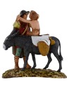 Hombre de pie y niño sobre burro 10 cm Landi Moranduzzo