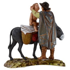 Hombre de pie y niño sobre burro 10 cm Landi Moranduzzo Mundo 2