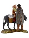 Hombre de pie y niño sobre burro 10 cm Landi Moranduzzo