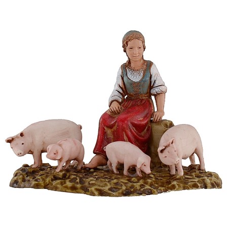 Donna con maiali serie 10 cm Landi Moranduzzo