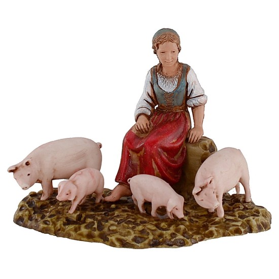 Donna con maiali serie 10 cm Landi Moranduzzo Mondo Presepi