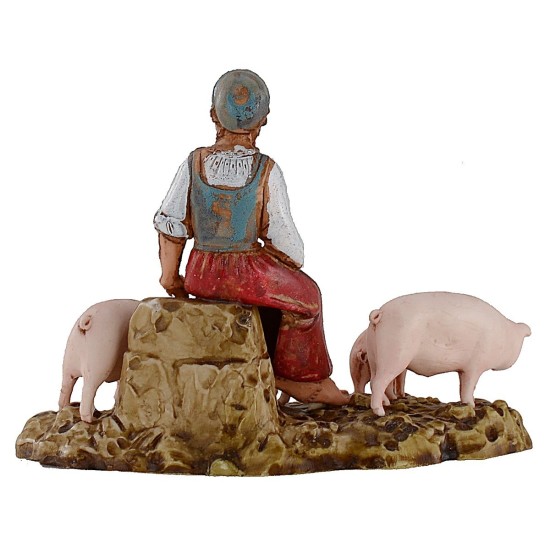 Donna con maiali serie 10 cm Landi Moranduzzo