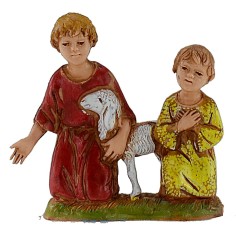 Bambini con agnello serie 10 cm Landi Moranduzzo