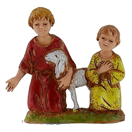 Niños con cordero serie 10 cm Landi Moranduzzo Mundo Pesebres