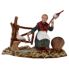 Vieja que hila con paloma serie 10 cm Landi Moranduzzo