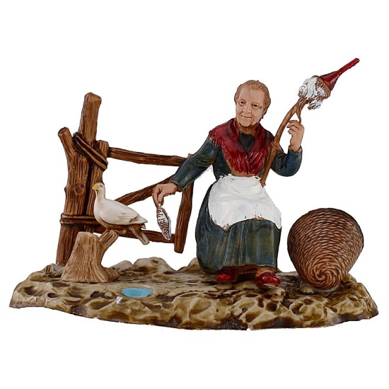 Vieja que hila con paloma serie 10 cm Landi Moranduzzo
