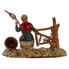Vieja que hila con paloma serie 10 cm Landi Moranduzzo 2