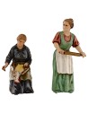 Mujer desplumando y mujer con rodillo serie 10 cm Landi